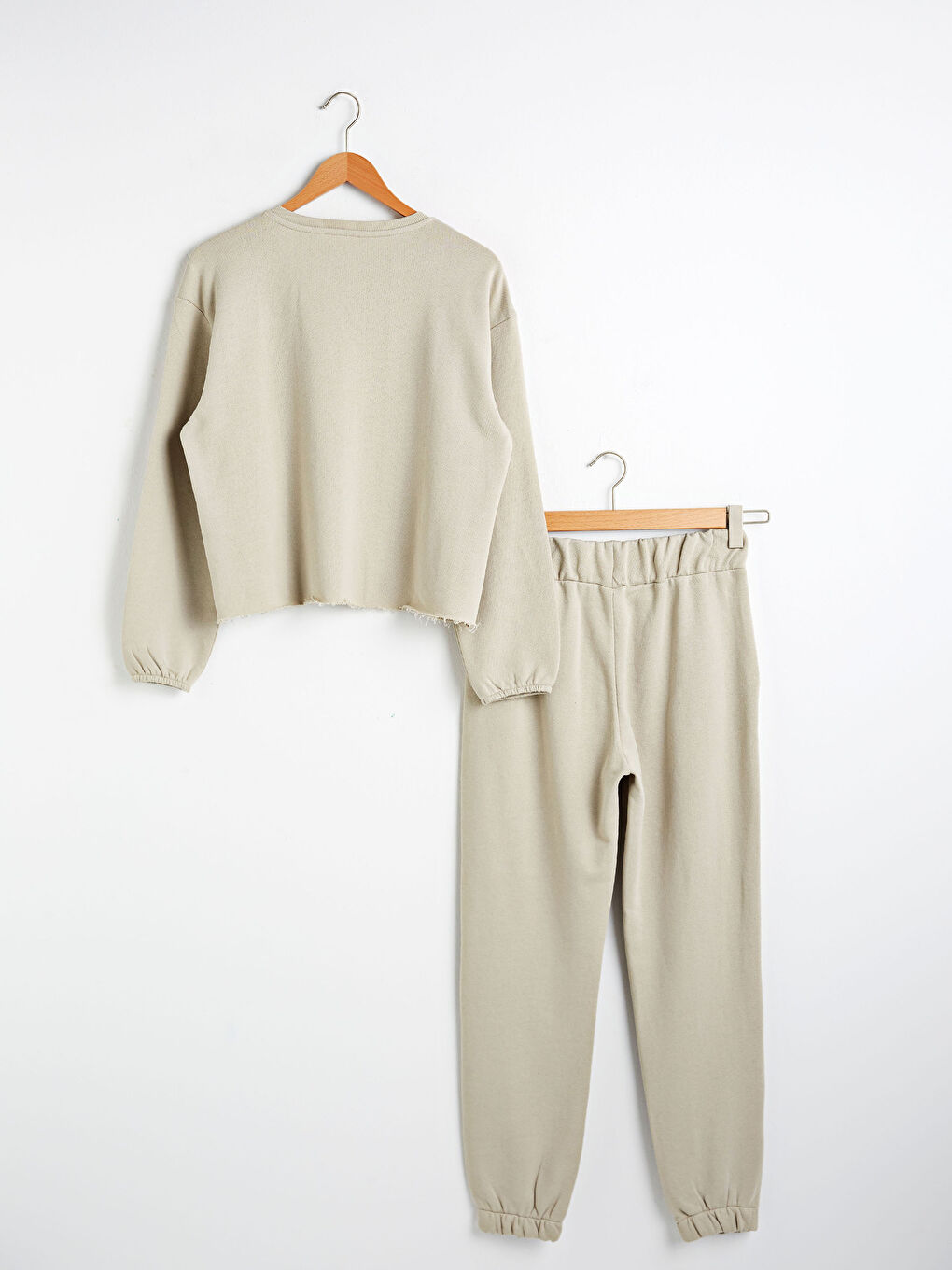 Set de pijama din bumbac cu guler rotund-6