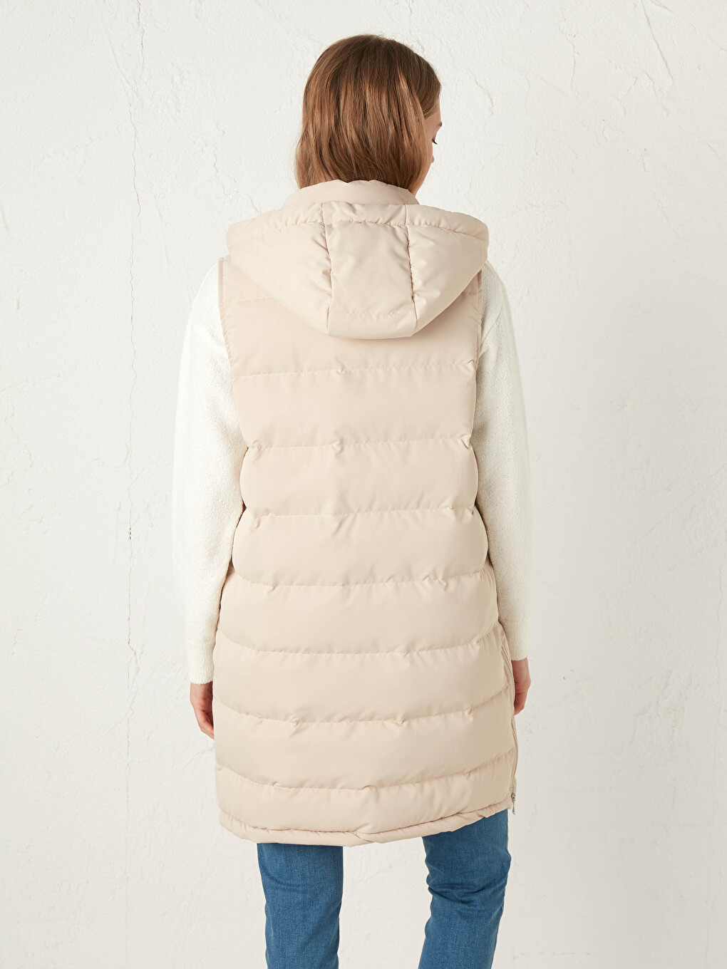 Long Puffer Vest with Hood-7