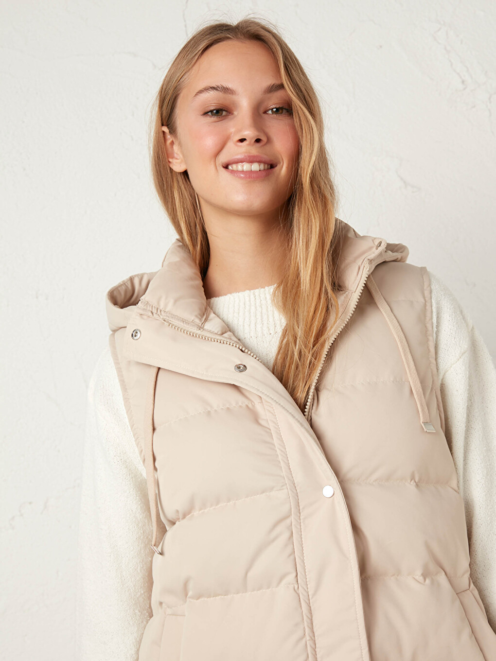 Long Puffer Vest with Hood-2