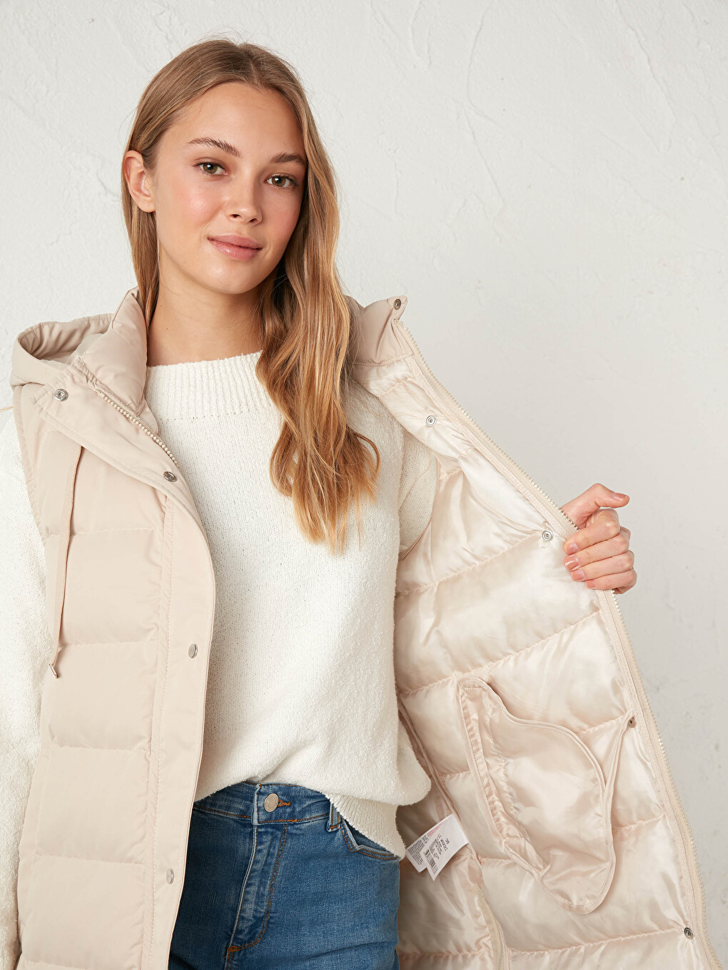 Long Puffer Vest with Hood-3