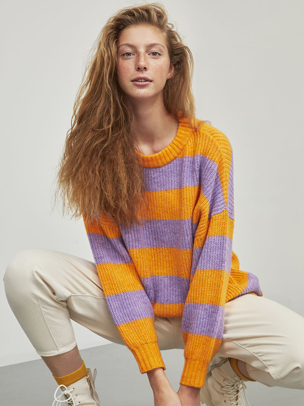 Pulover tricotat gros vărgat-2