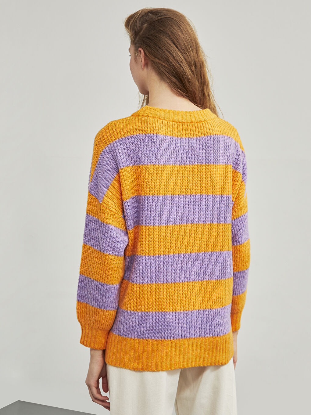 Pulover tricotat gros vărgat-3