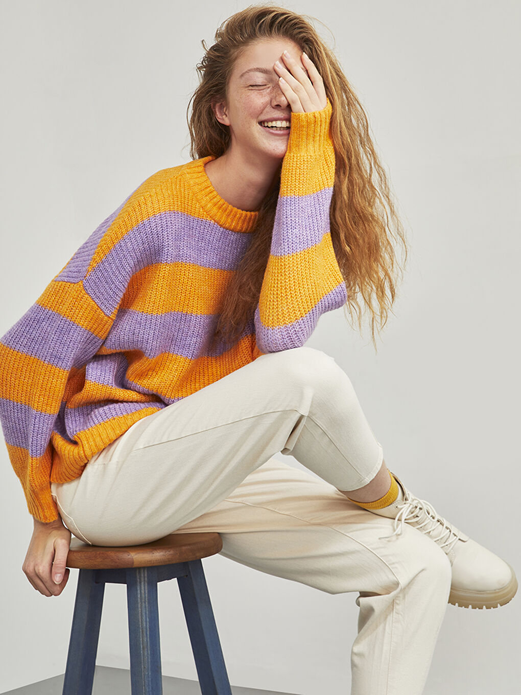 Pulover tricotat gros vărgat-5