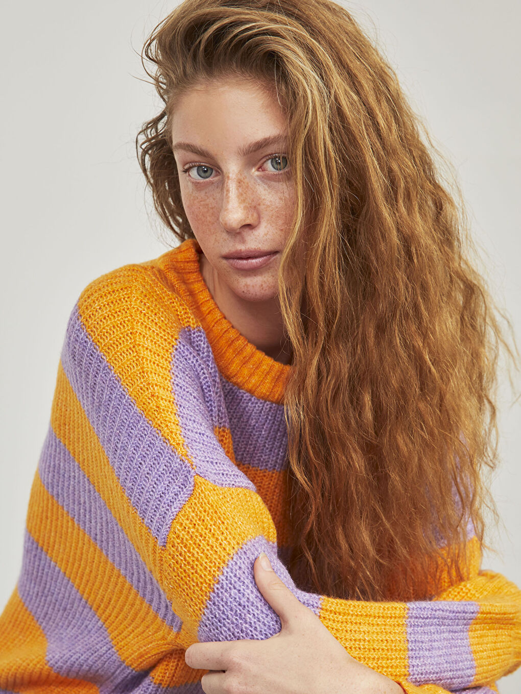 Pulover tricotat gros vărgat-7