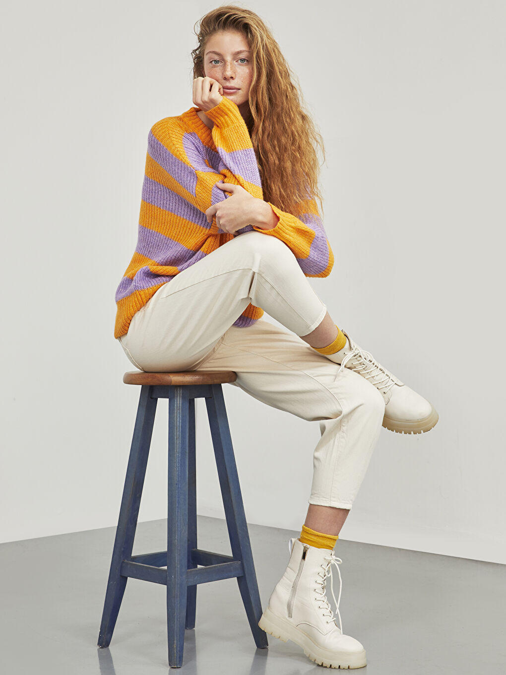 Pulover tricotat gros vărgat-8