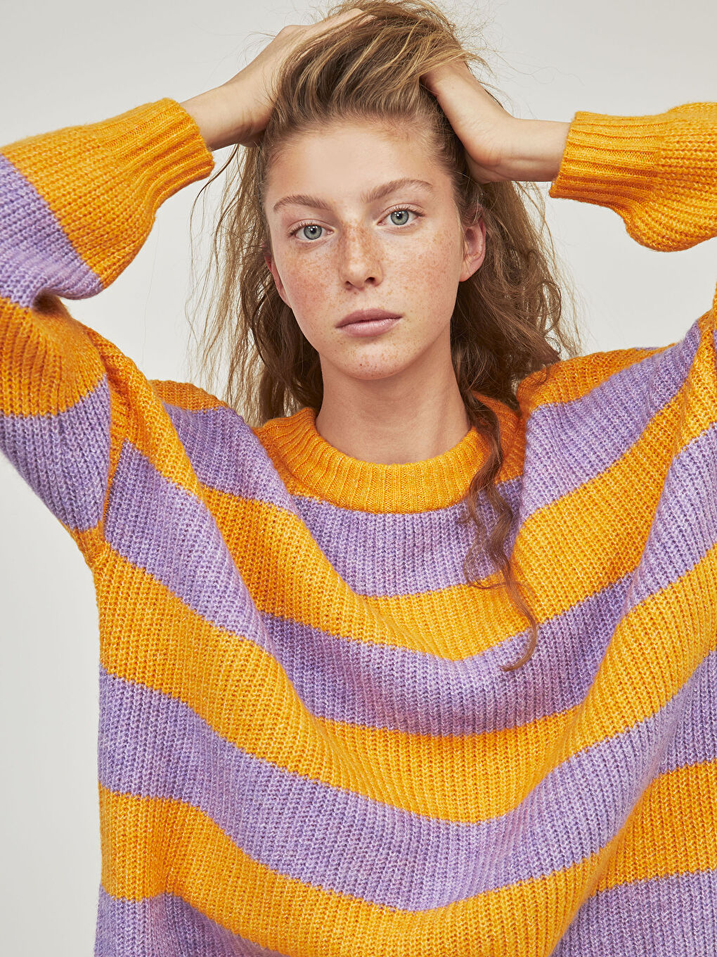 Pulover tricotat gros vărgat-10