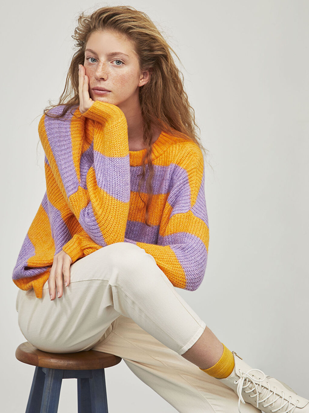 Pulover tricotat gros vărgat-11