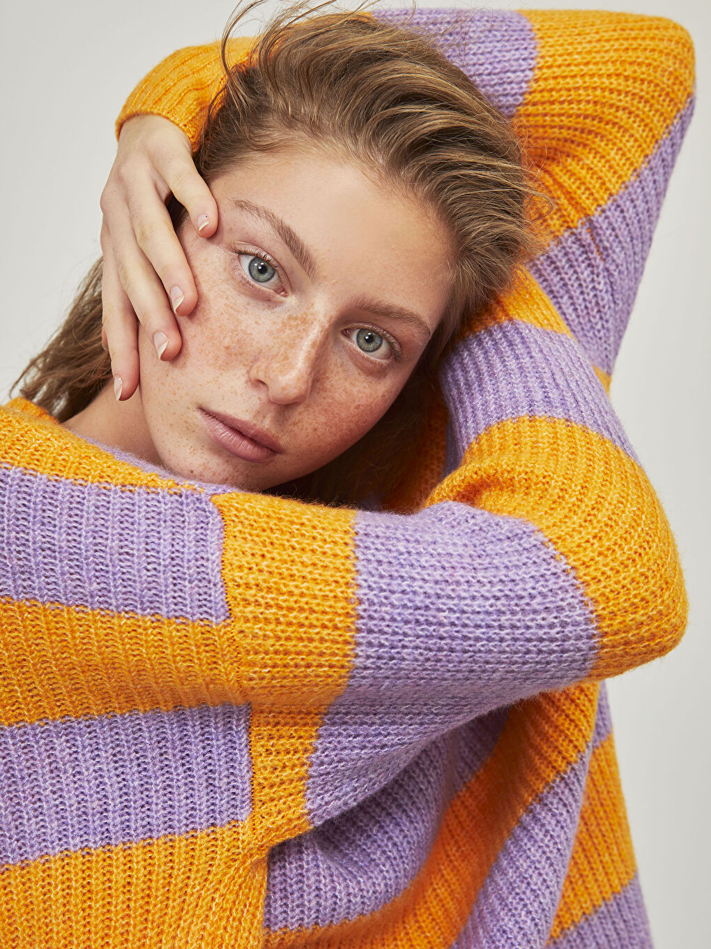 Pulover tricotat gros vărgat-1