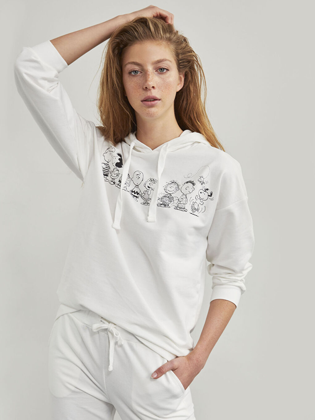 XSIDE Snoopy Printed Hoodie Sweatshirt -0WHO07Z8-R06