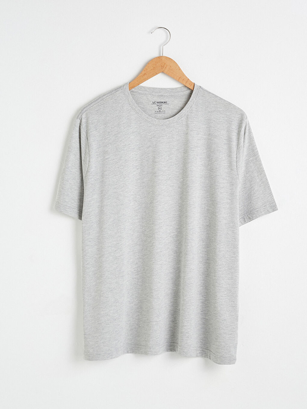 Gri Rahat Kalıp Bisiklet Yaka Basic Tişört