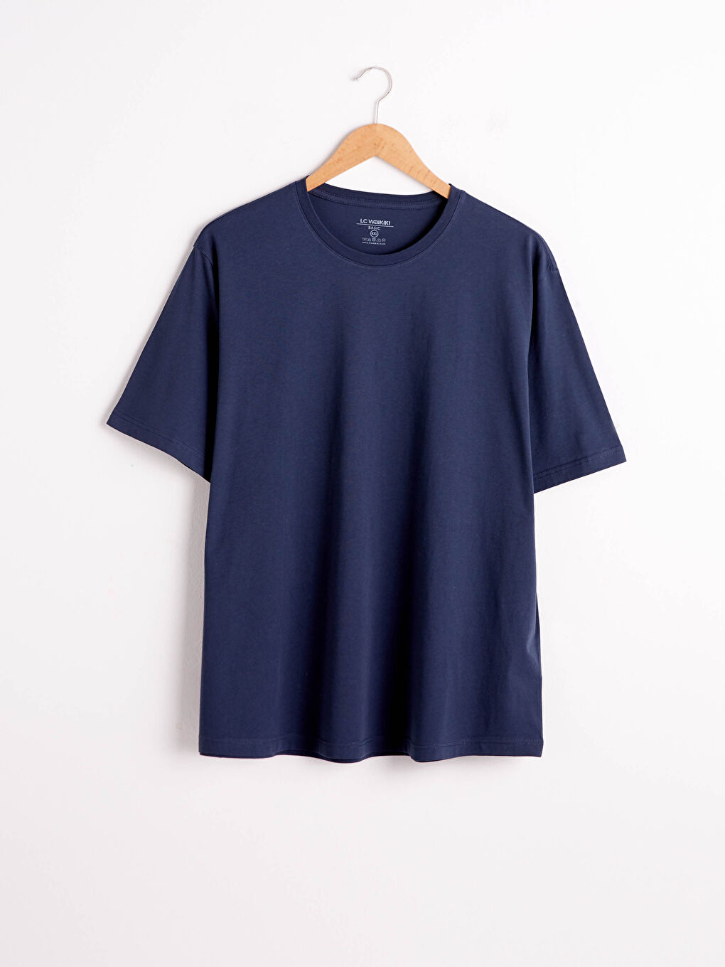 İndigo Rahat Kalıp Bisiklet Yaka Basic Tişört