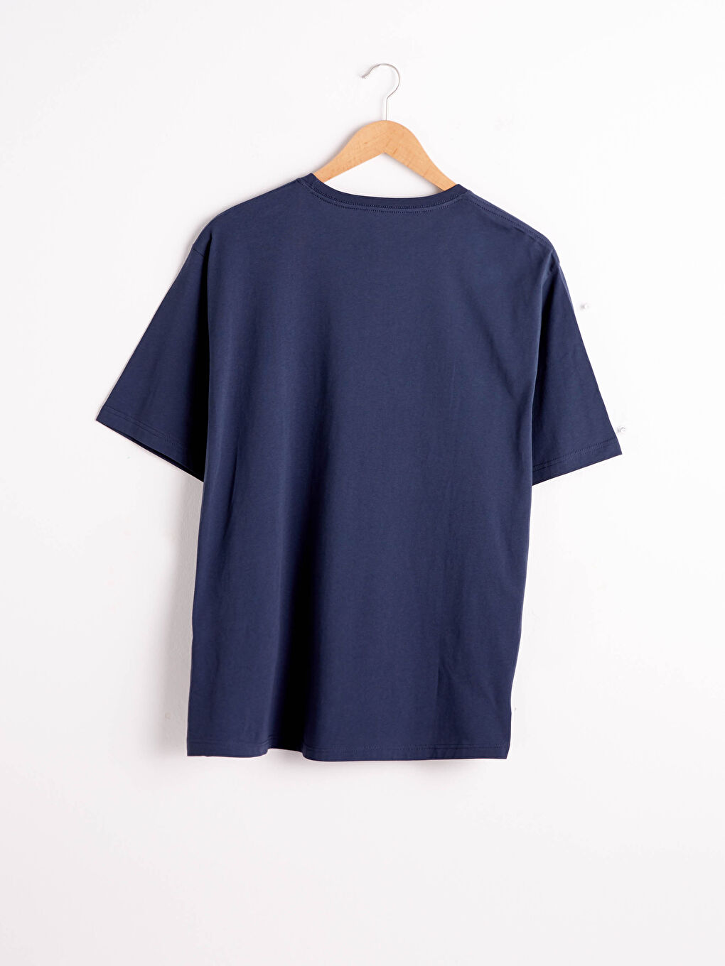 İndigo Rahat Kalıp Bisiklet Yaka Basic Tişört-1