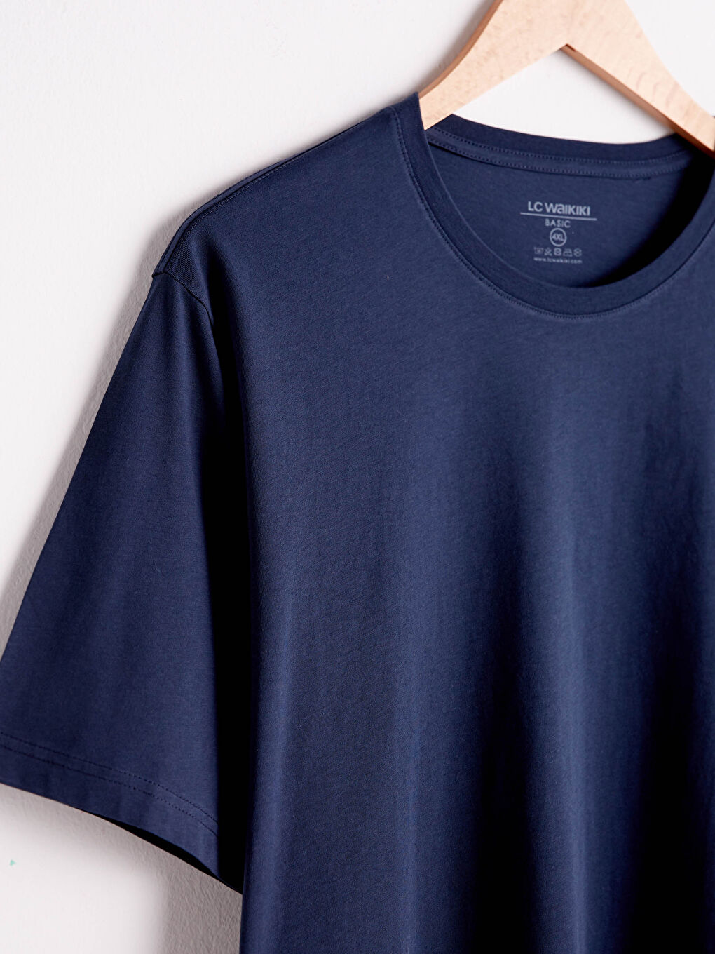 İndigo Rahat Kalıp Bisiklet Yaka Basic Tişört-2