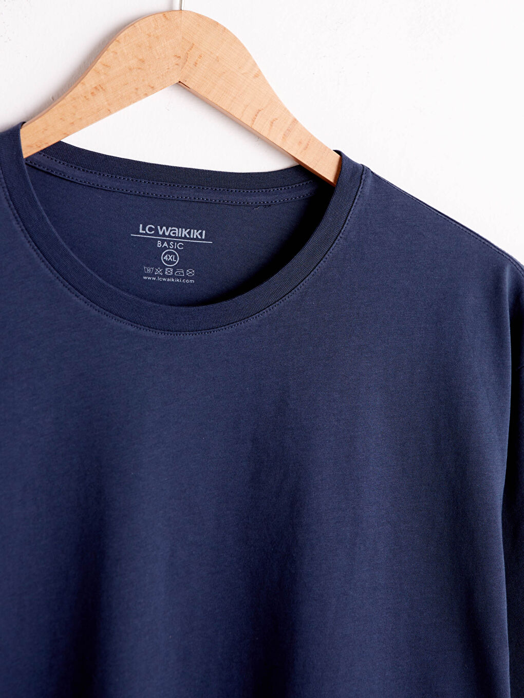 İndigo Rahat Kalıp Bisiklet Yaka Basic Tişört-3