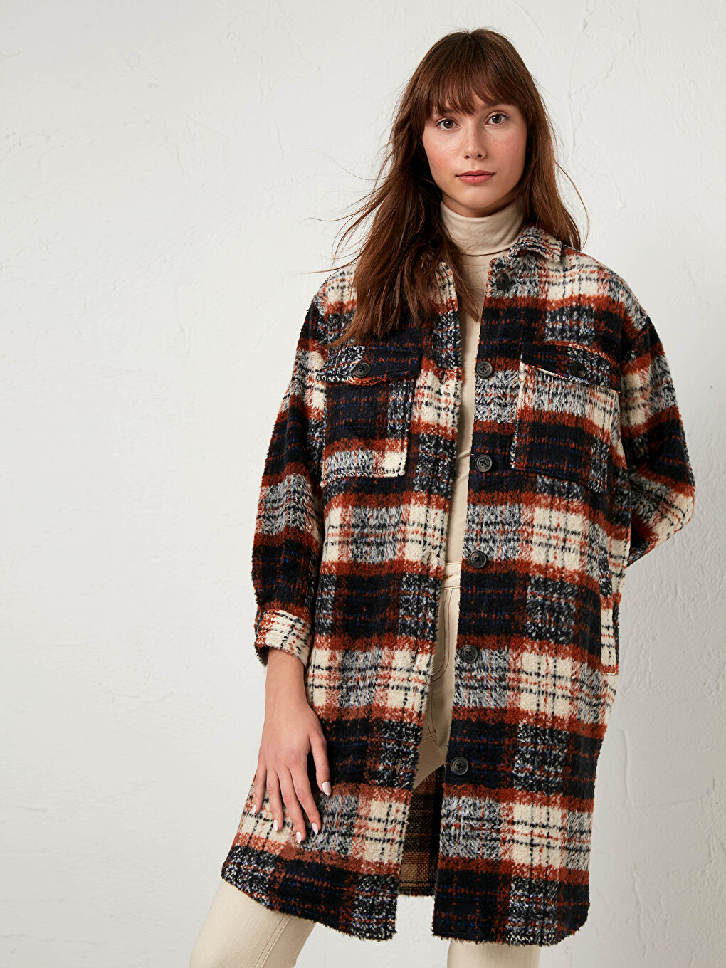 LCW Vision Hemdkragen Oversize Karo Mantel -0WHO23Z8-LLL