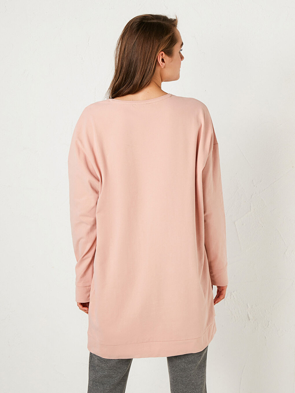 Crew Neck Straight Long Sleeve Cotton Women's Tunic-2