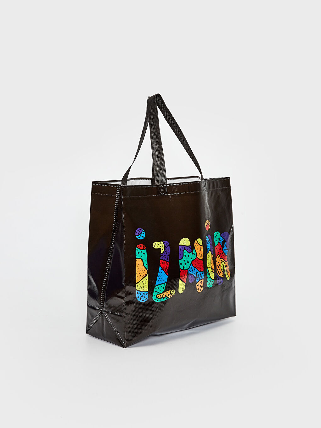 Karışık Yazı Baskılı Alışveriş Çantası-1