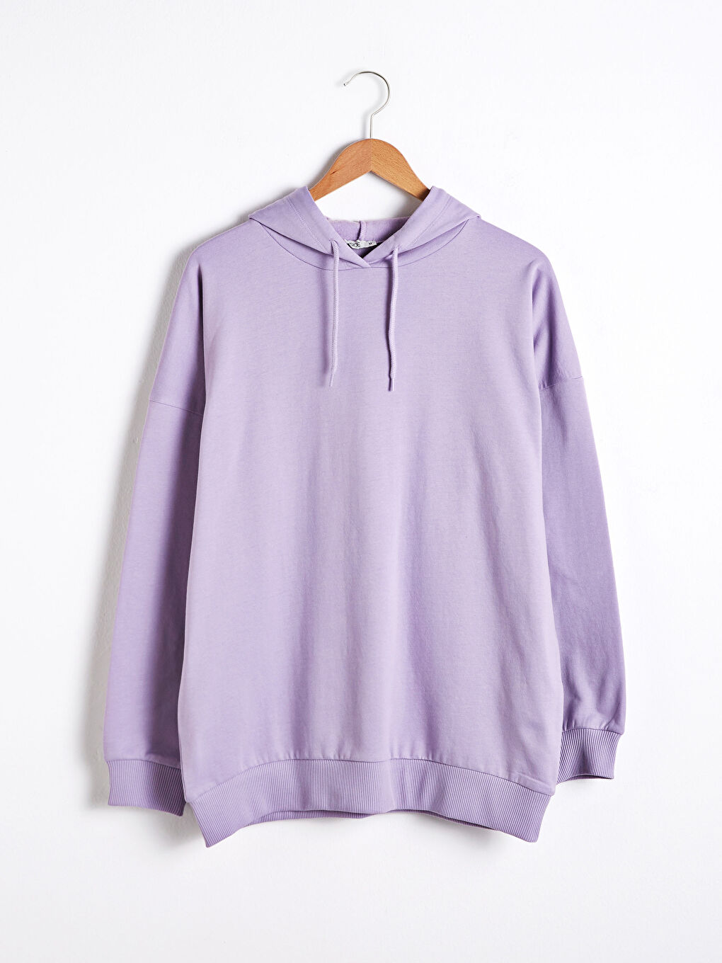 Lila Kapüşonlu Baskılı Sweatshirt-3