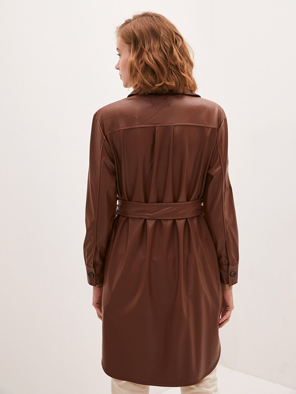 LCW Modest Schlichtes Langarm Kunstleder Damen Hemd-Tunika -0WHQ30Z8-RFT