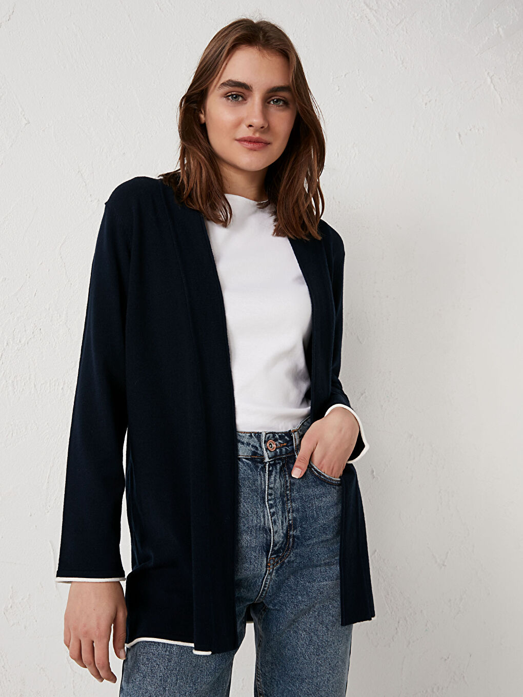 LCWAIKIKI Basic Shawl Collar Knitwear Cardigan -0WHQ34Z8-E1J