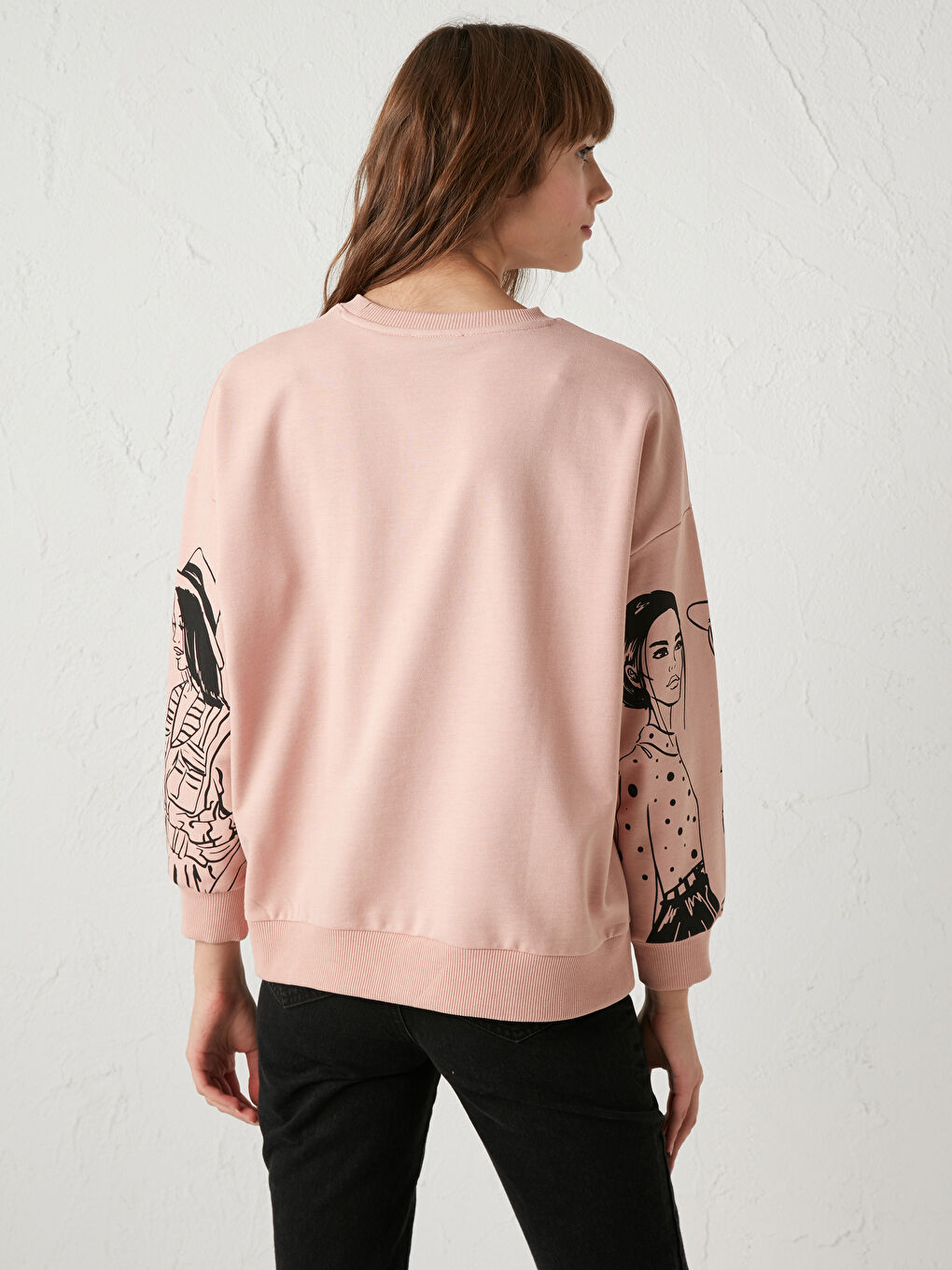 LCW Vision Crew Neck Printed Thin Sweatshirt -0WHQ48Z8-FLK
