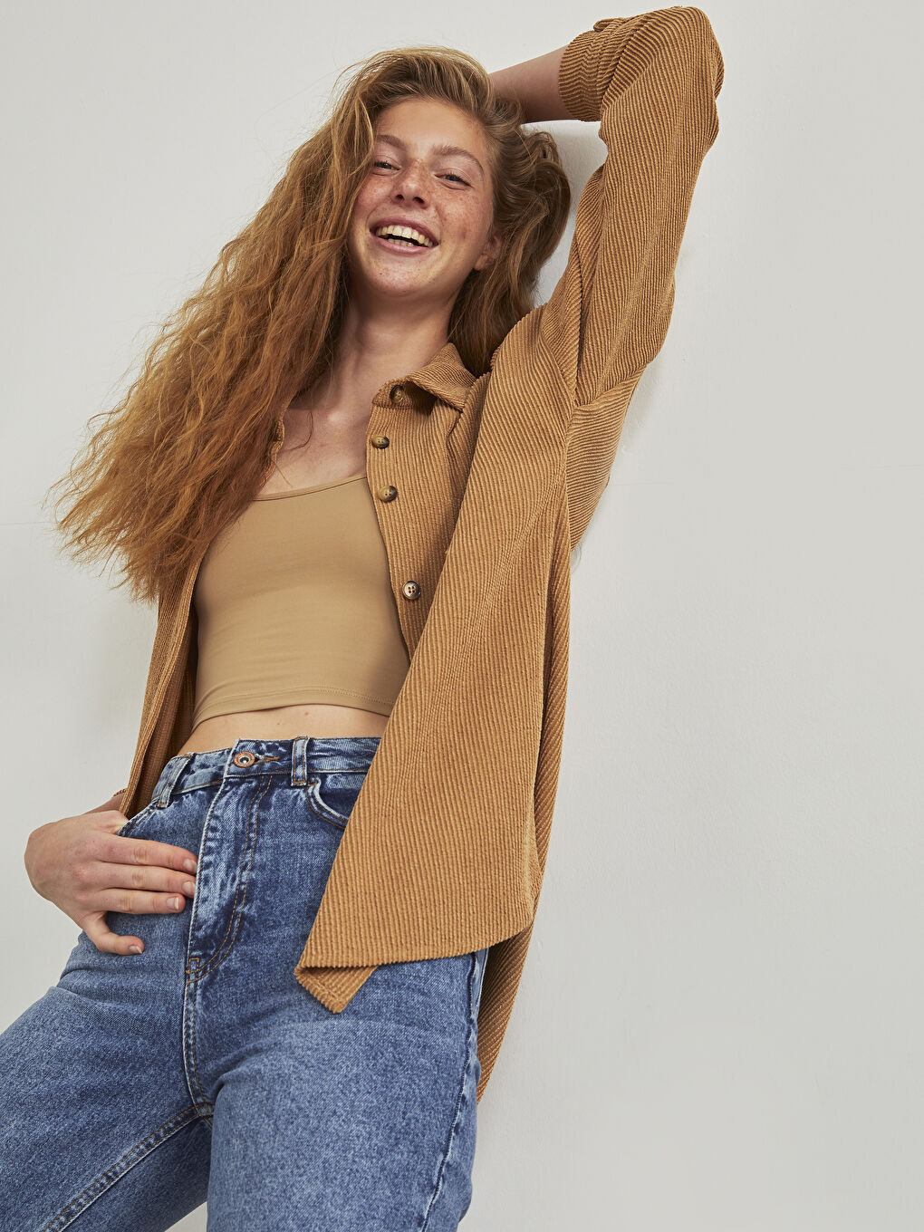 Buttoned Regular Long Sleeve Velvet Women's Shirt Jacket-1