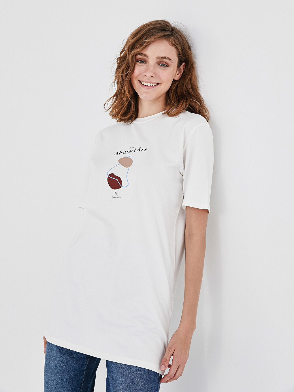 Print Detailed Crew Neck Tunic