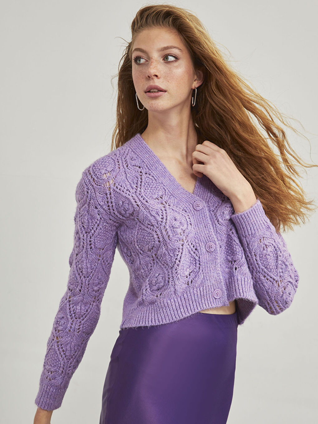 V-Neck Loose Fit Tricot Cardigan-8