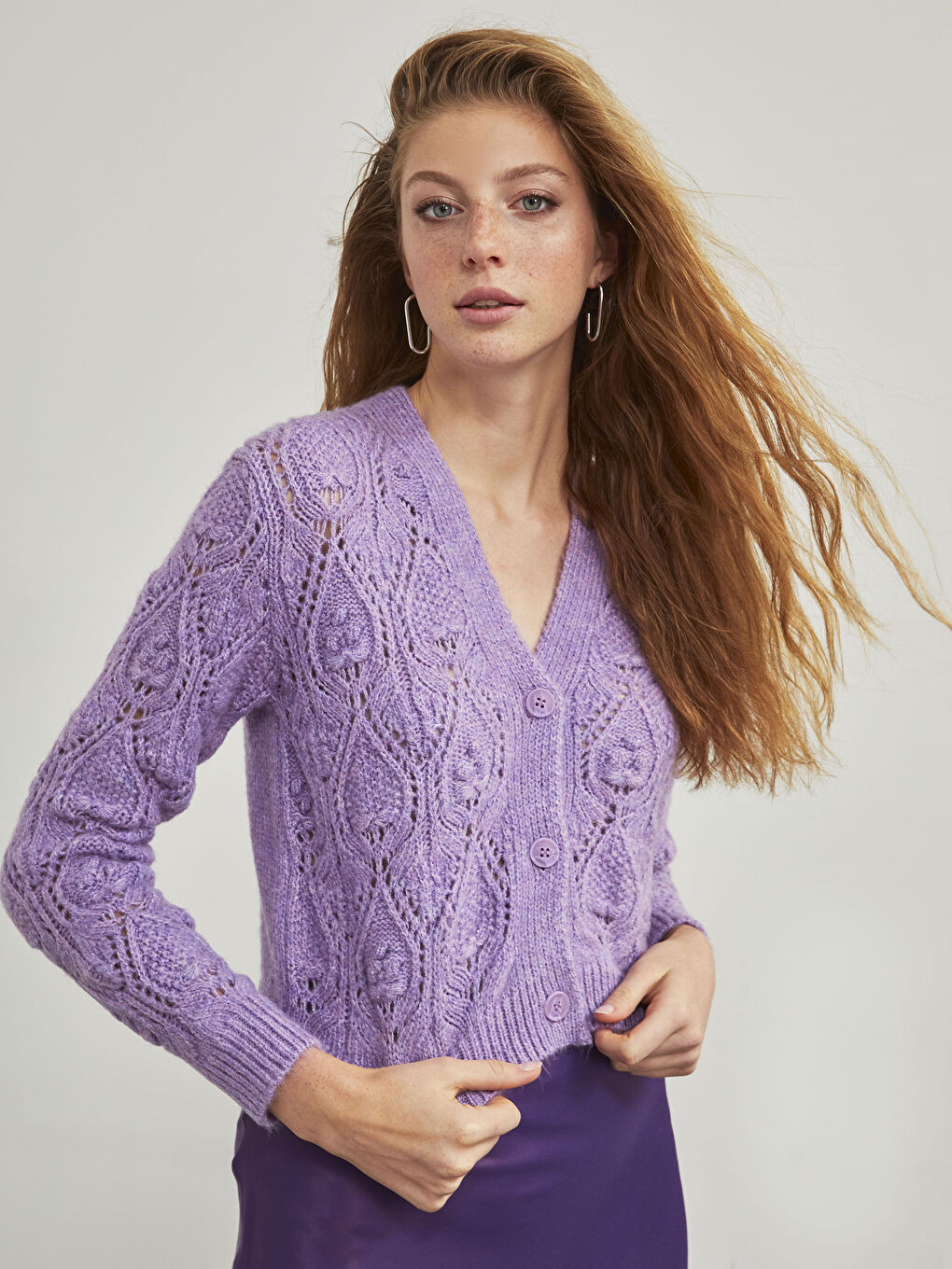 V-Neck Loose Fit Tricot Cardigan-10