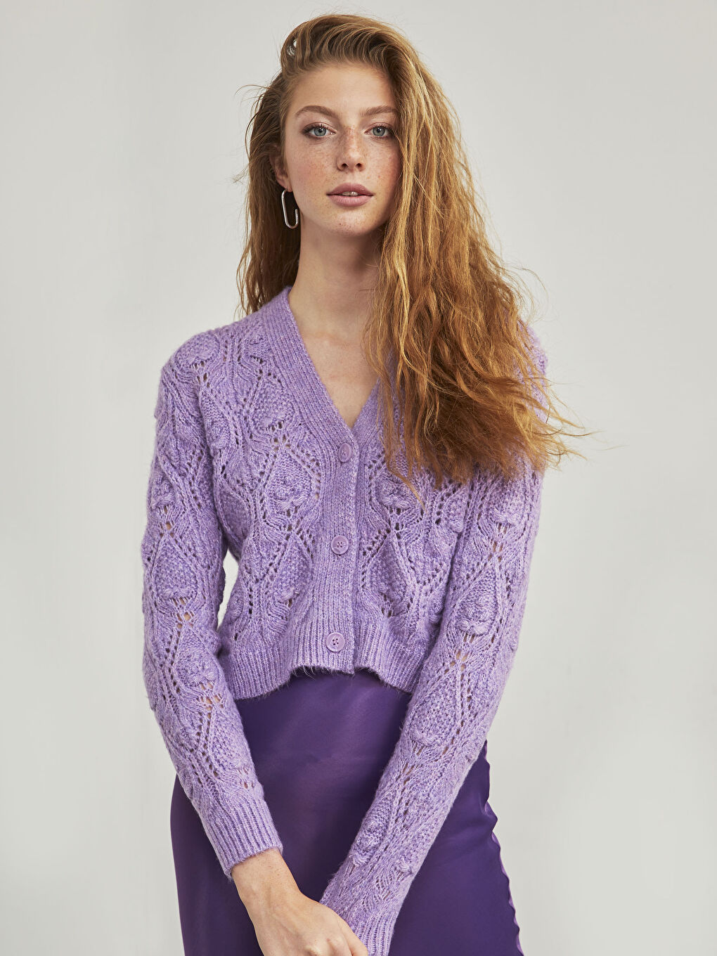 V-Neck Loose Fit Tricot Cardigan-12