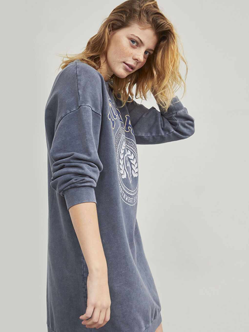 Cotton Printed Crew Neck Dress-10