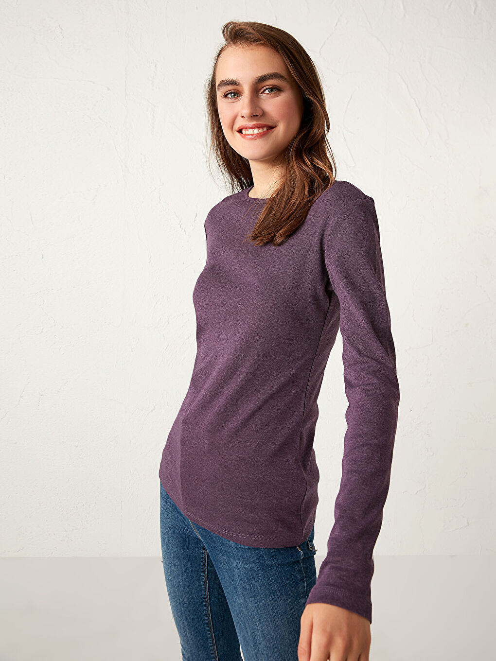 Crew Neck Basic Long Sleeve T-Shirt-1