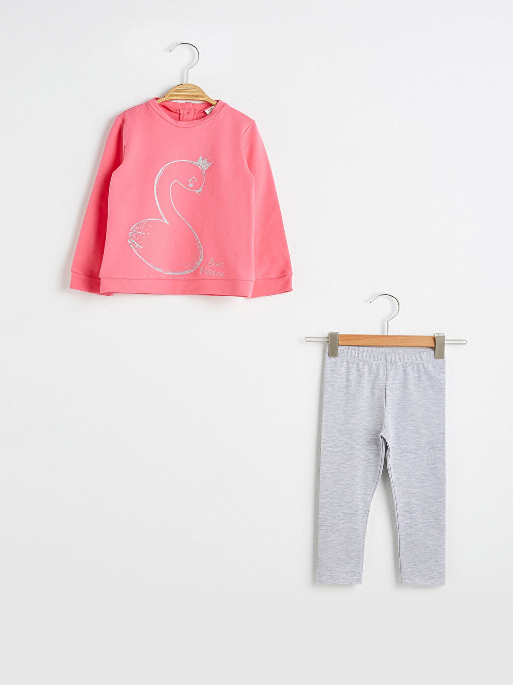 Pembe Kız Bebek Sweatshirt ve Tayt
