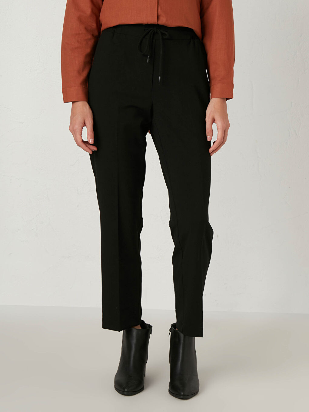 Elastic Waist Harem Trousers-1