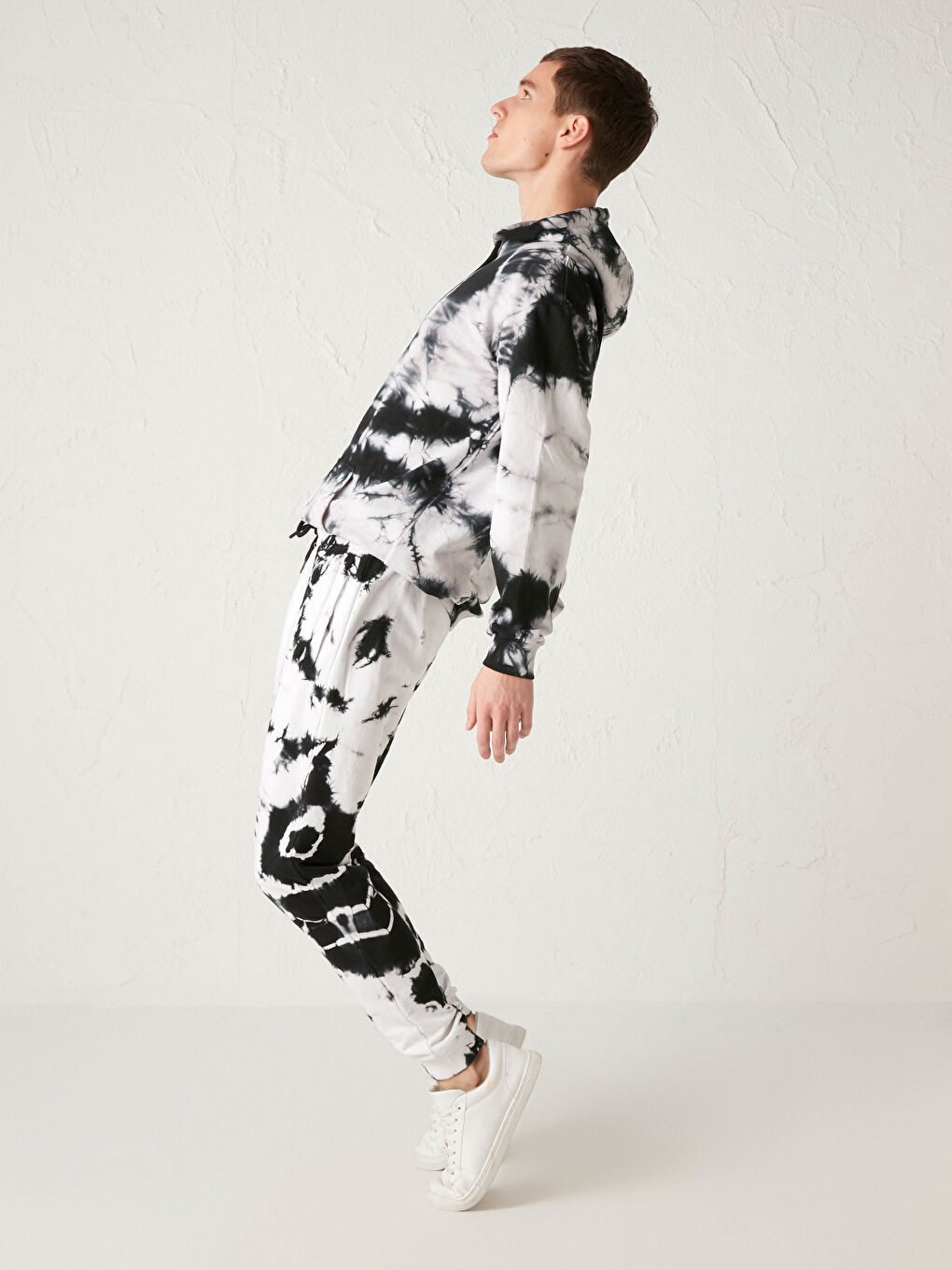 Antrasit Standart Kalıp Batik Desenli Jogger Eşofman Altı-1