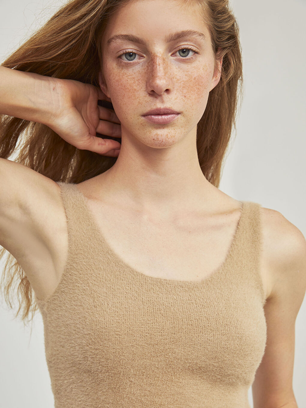 Weich Strukturierter Ärmelloser Crop-Pullover-2