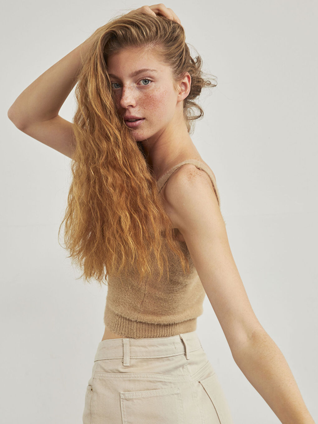 Weich Strukturierter Ärmelloser Crop-Pullover