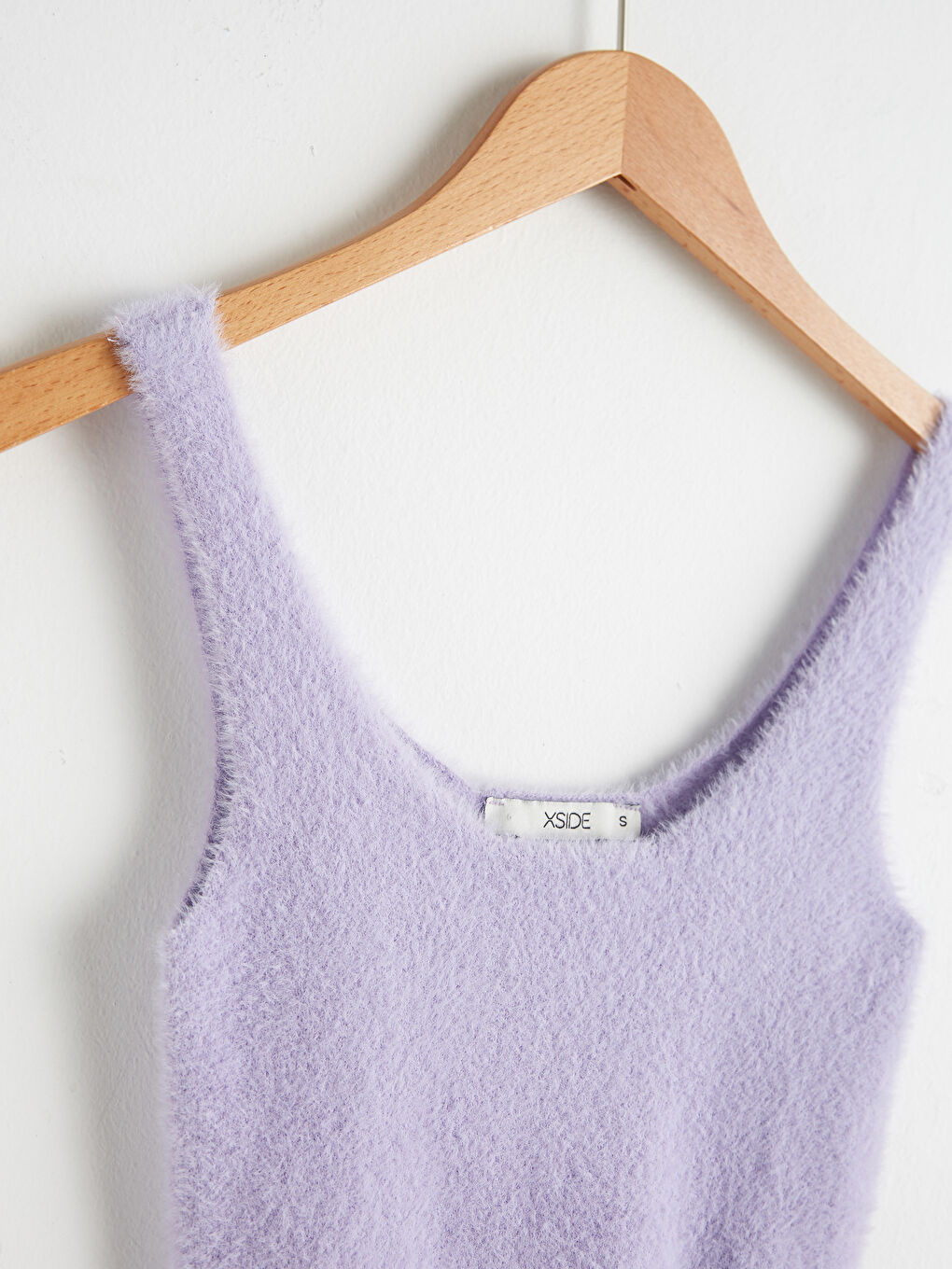 Lila Yumuşak Dokulu Kolsuz Crop Kazak-6