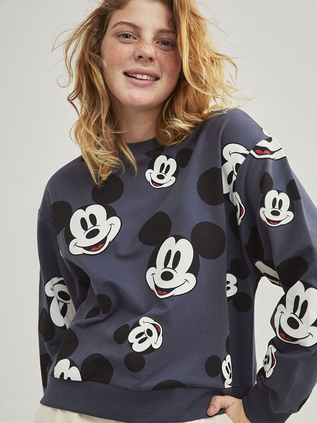 XSIDE Mickey Mouse Baskılı Sweatshirt -0WHT80Z8-RFL