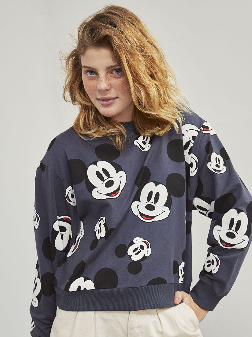 XSIDE Mickey Mouse Baskılı Sweatshirt -0WHT80Z8-RFL