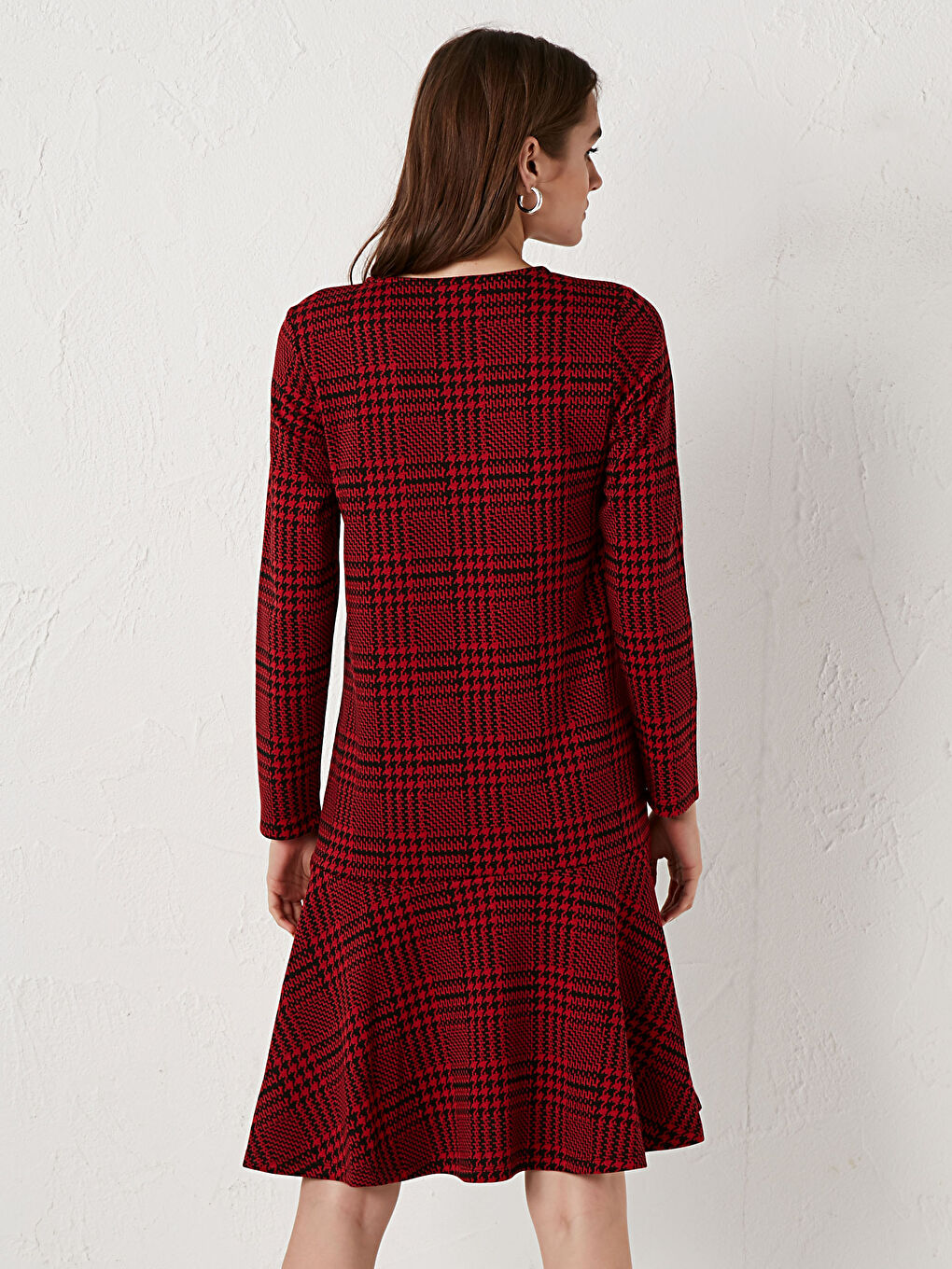 A-cut Plaid Ponte Dress-4