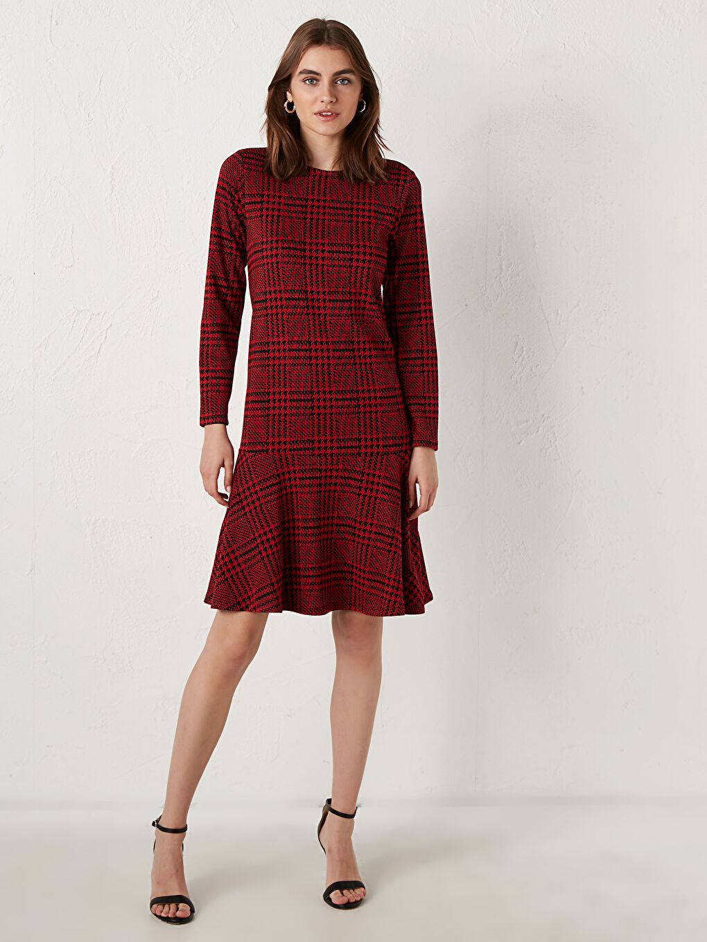 A-cut Plaid Ponte Dress-1