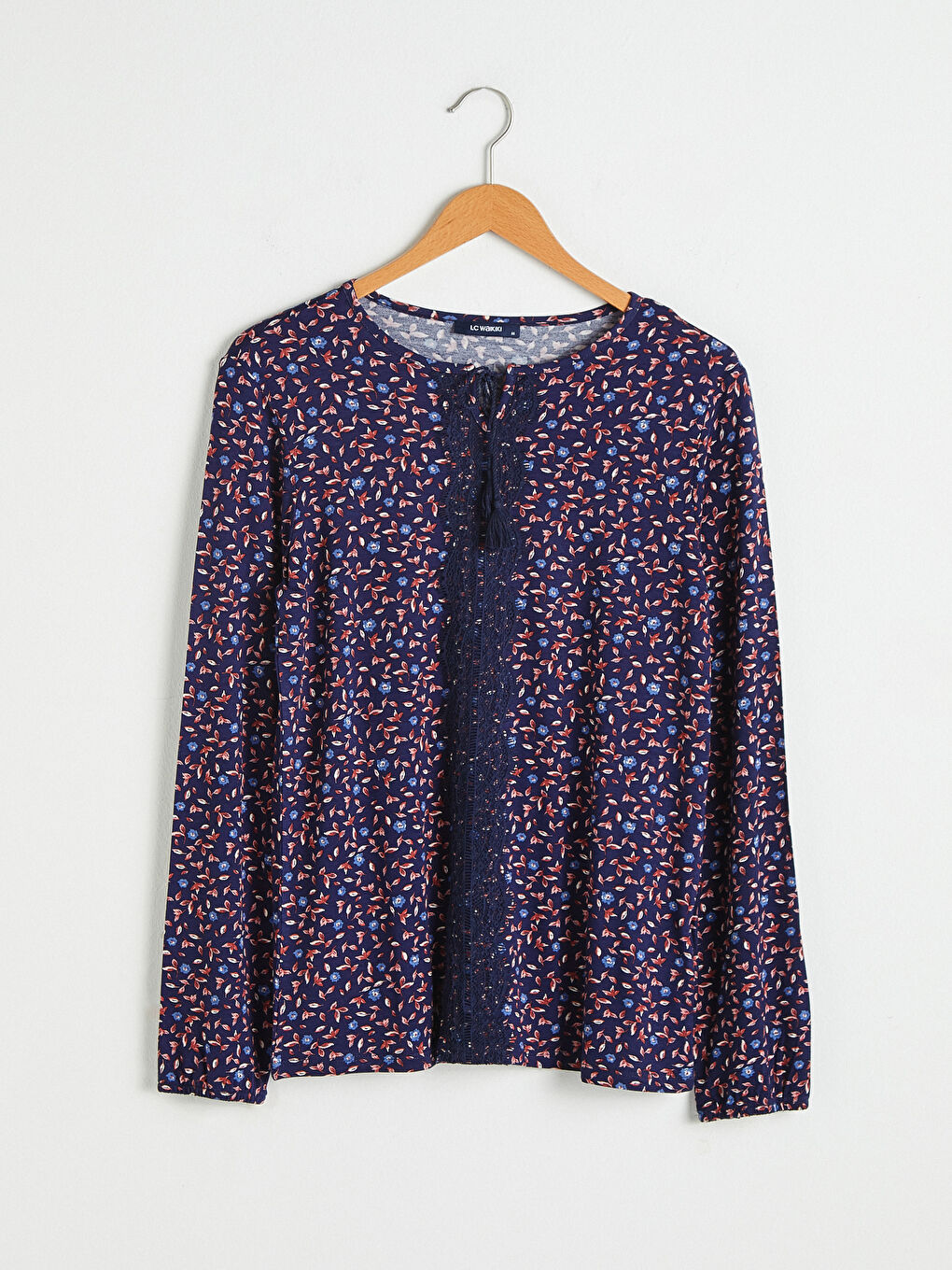 Crew Neck Patterned Blouse-3