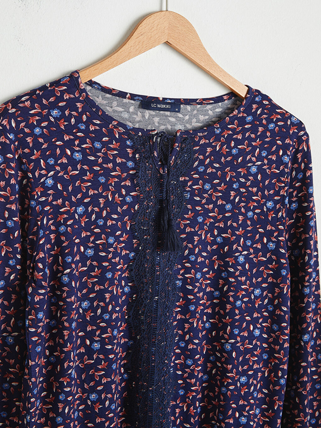 Crew Neck Patterned Blouse-5