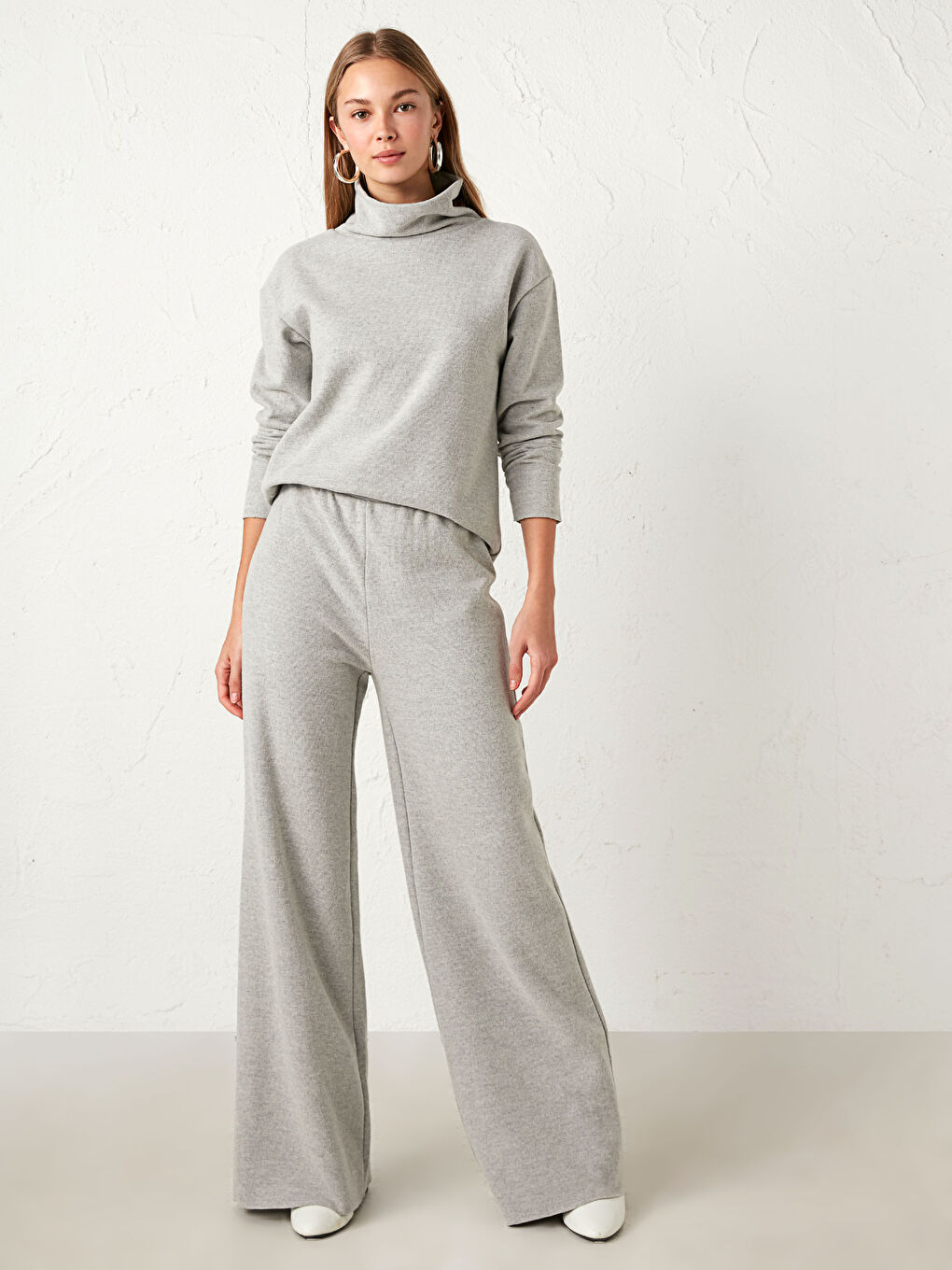 Gri Yarım Balıkçı Yaka Sweatshirt-2