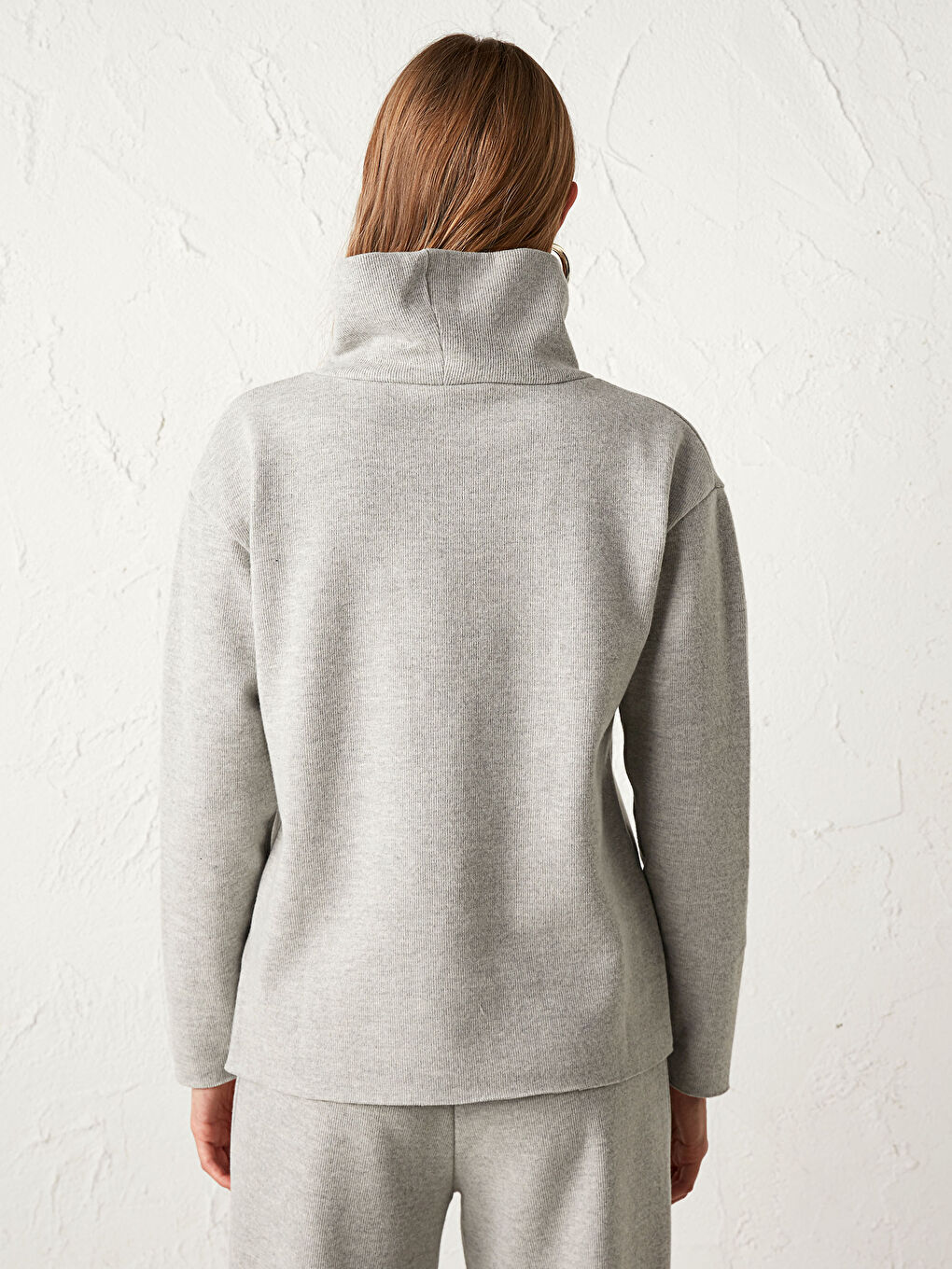 Gri Yarım Balıkçı Yaka Sweatshirt-4