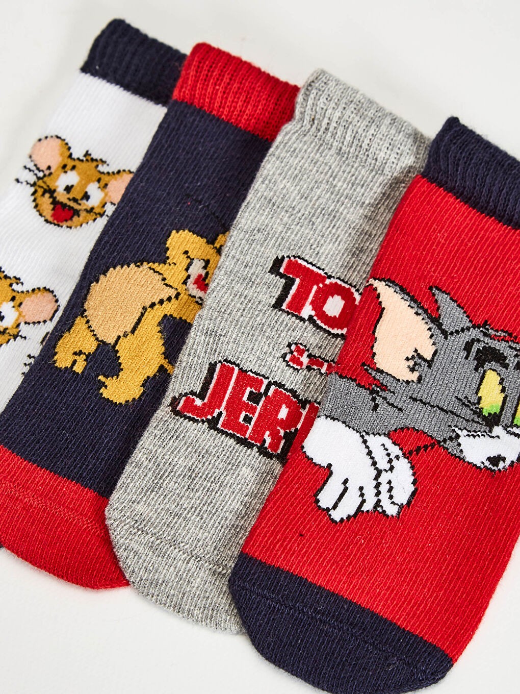 Малыш мальчик носки до щиколотки с принтом Том и Джерри 4 штуки-1