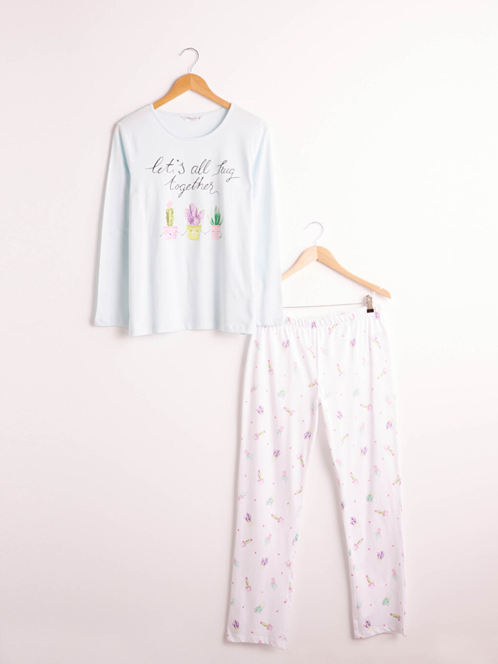 Mavi Baskılı Pamuklu Pijama Takımı-6