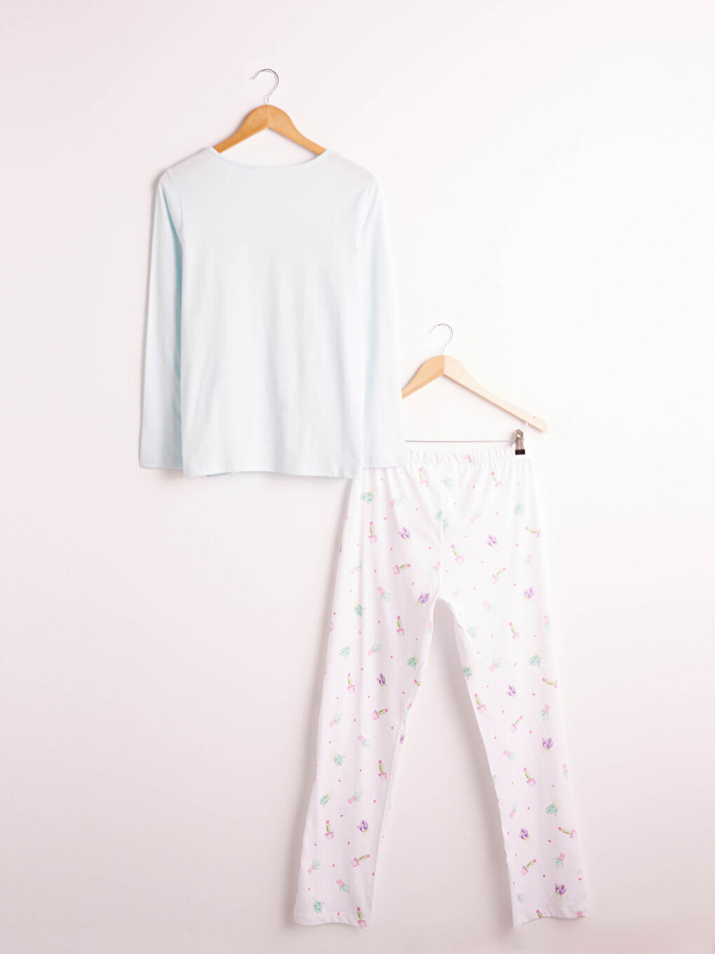 Mavi Baskılı Pamuklu Pijama Takımı-7