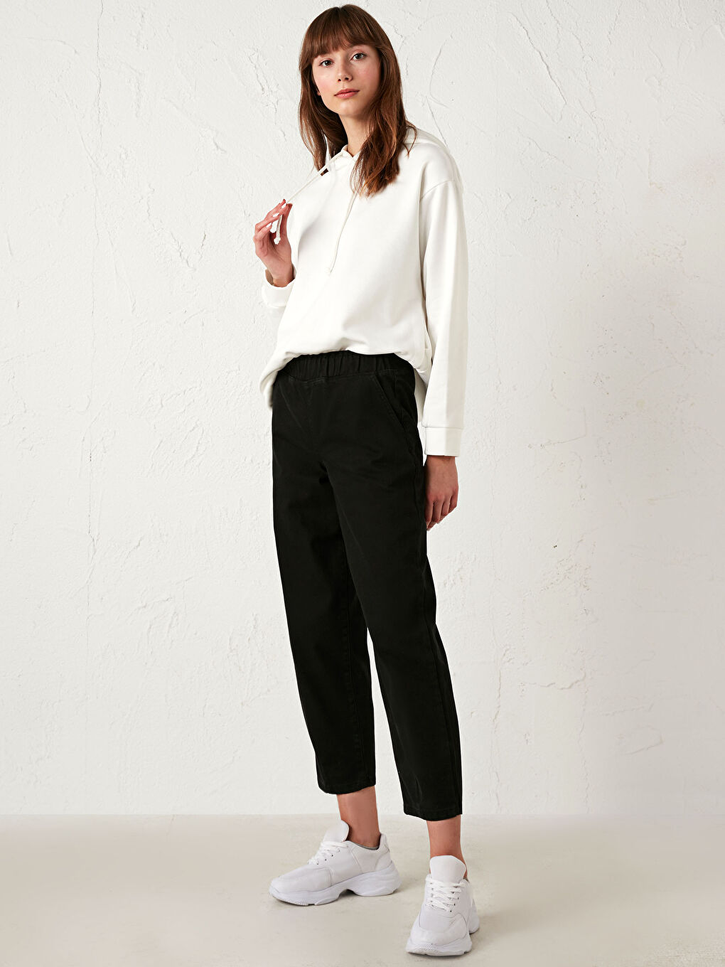 Siyah Bilek Boy Gabardin Harem Pantolon-1